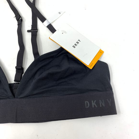 DKNY Women's Size Small Plunge Neck Bralette Bra Solid Black NEW - Picture 3 of 7